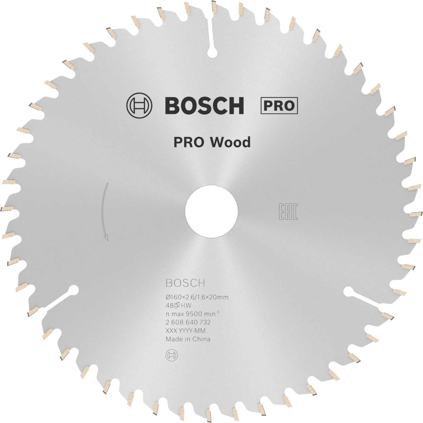 Pyörösahanterä Bosch PRO Wood 160x2,6x20mm T48