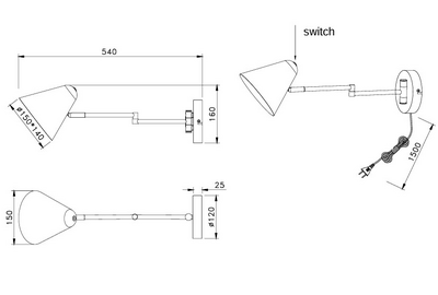 Seinävalaisin TRIO Cosima E14 antrasiitti