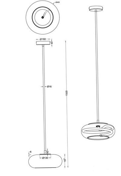 Riippuvalaisin TRIO Tarsia led 26W 3500lm 1-os 40cm mattavalkoinen