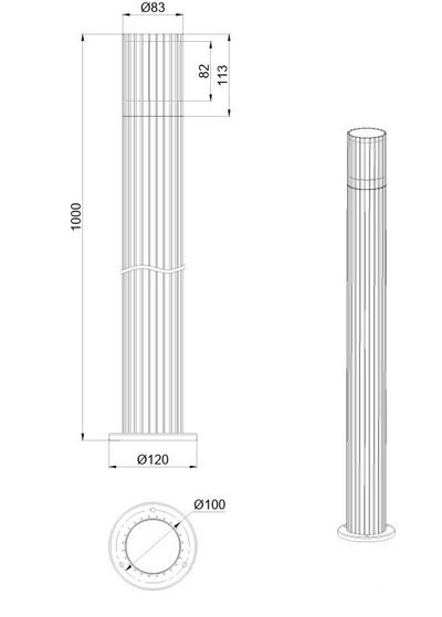 Ulkopylväsvalaisin TRIO Volga E27 100cm antrasiitti