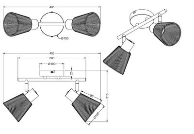 Spottivalaisin TRIO Natrel E14 2-os mattamusta/luonnollinen väri