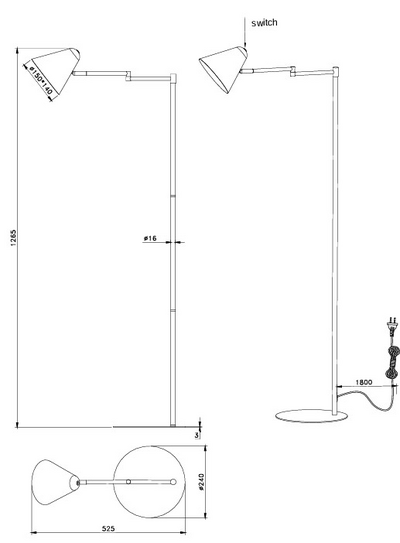 Lattiavalaisin TRIO Cosima E14 antrasiitti