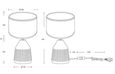 Pöytävalaisin TRIO Formentera E27 28cm mattavalkoinen