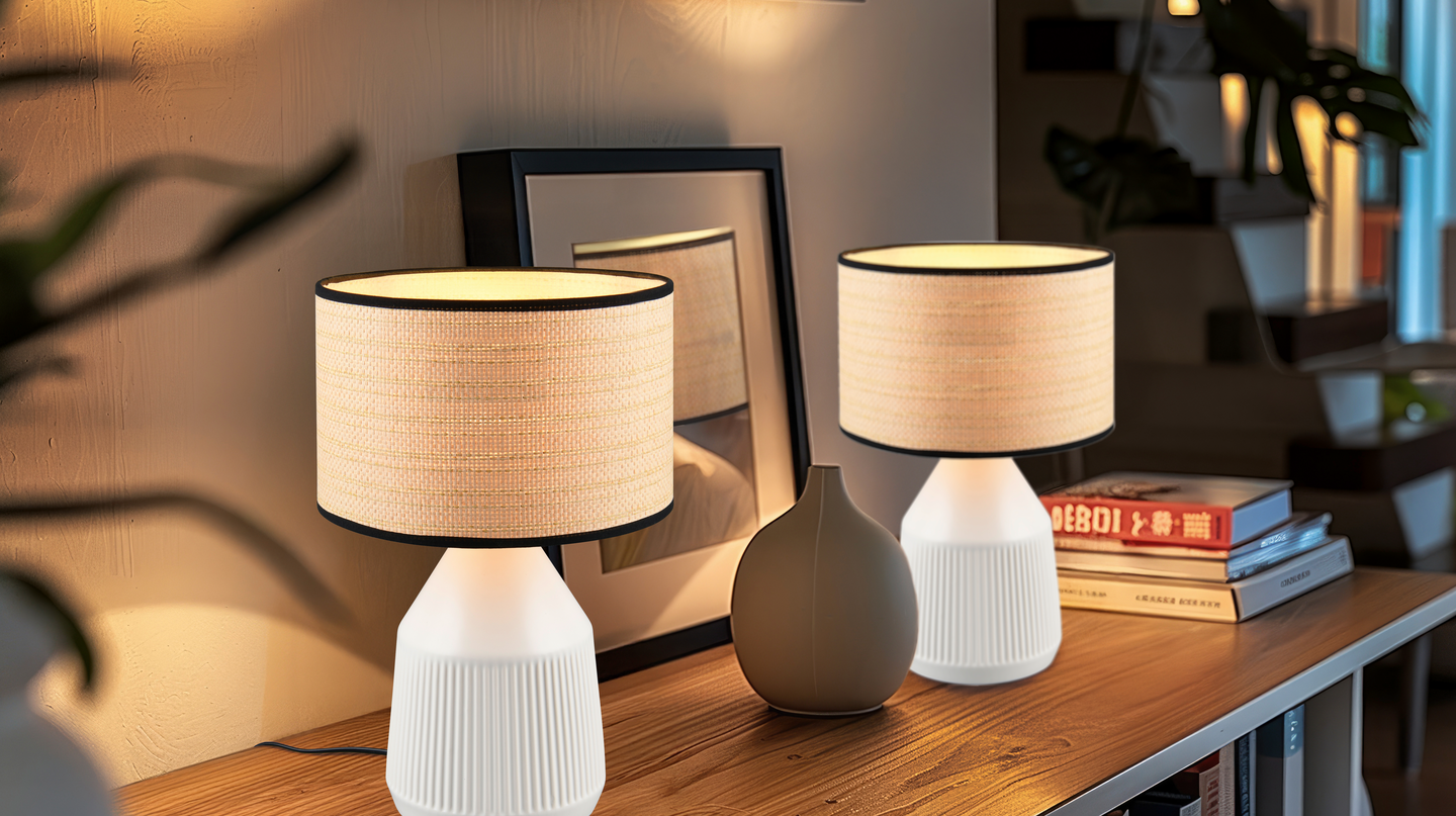 Pöytävalaisin TRIO Formentera E27 28cm mattavalkoinen