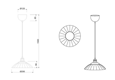 Riippuvalaisin TRIO Eluna E27 1-os antiikkimessinki/kirkas