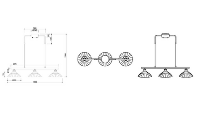 Riippuvalaisin TRIO Eluna E27 3-os antiikkimessinki/kirkas