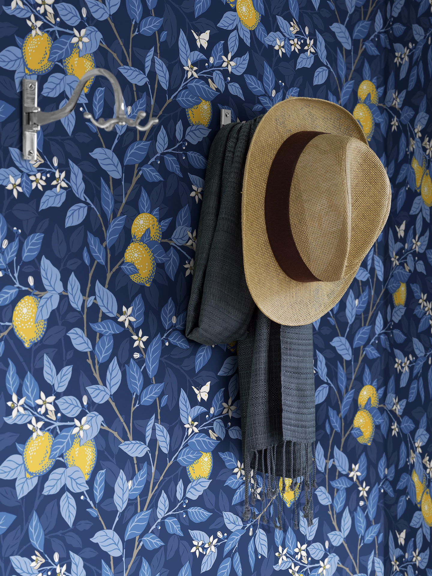 Kuitutapetti Boråstapeter Blue & White 6151 Citronträd 10,05m