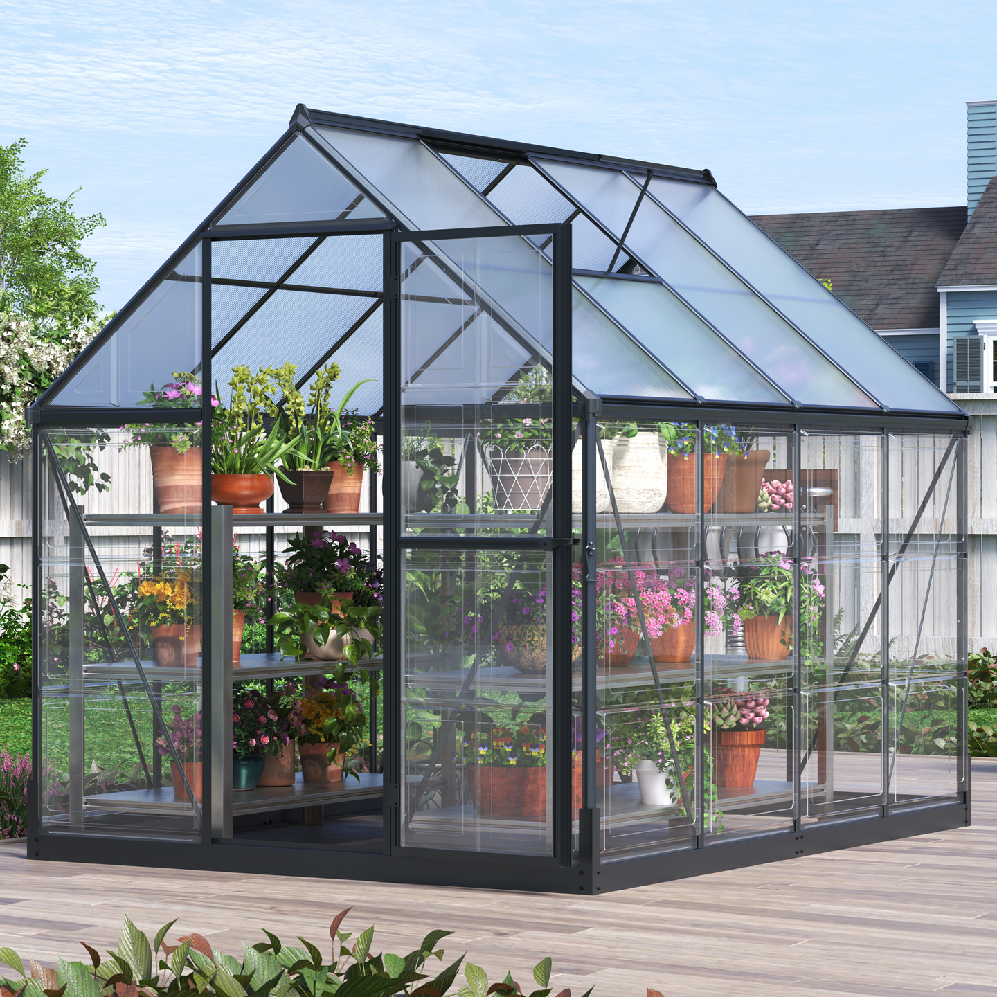Kasvihuone Goodiy 4,4m2 musta runko