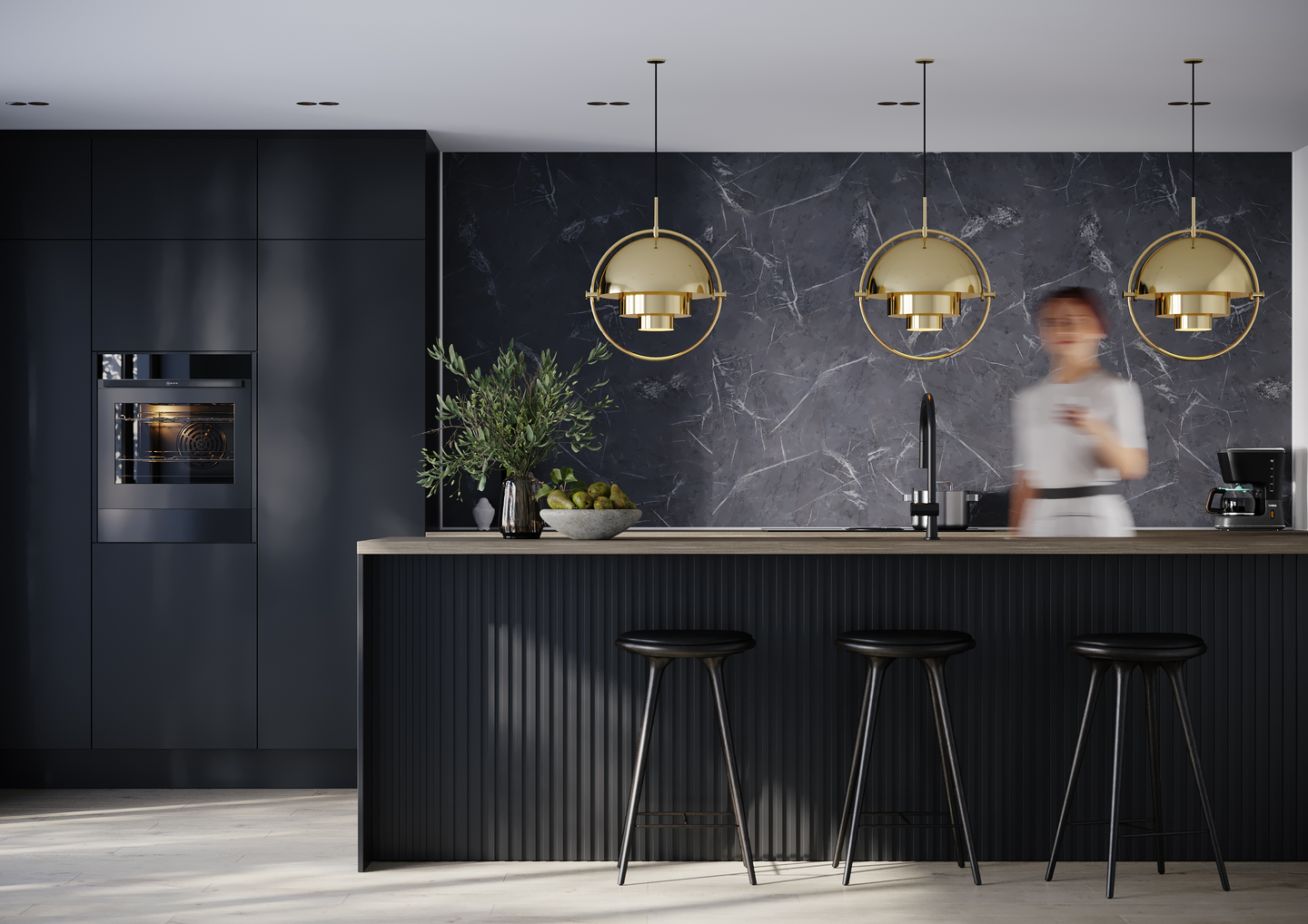 Sisustuslevy Fibo 2272-M00 S Black Marble