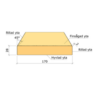 YTTERPANEL VALBO TRÄ G4-2 MELLAN CMP, GRAN 28X170 5,4
