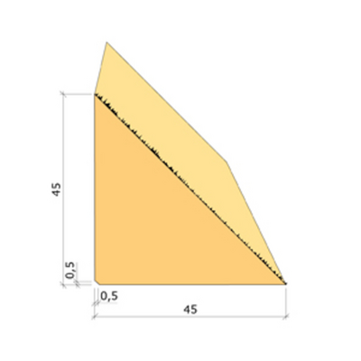 GJUTLIST MOELVEN TREKANT 45X45X4800, G4-2 GRAN