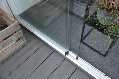 Terassilasitus Cello pulpettikattoiseen Kimara Raami Duo 36 -saunamökkiin