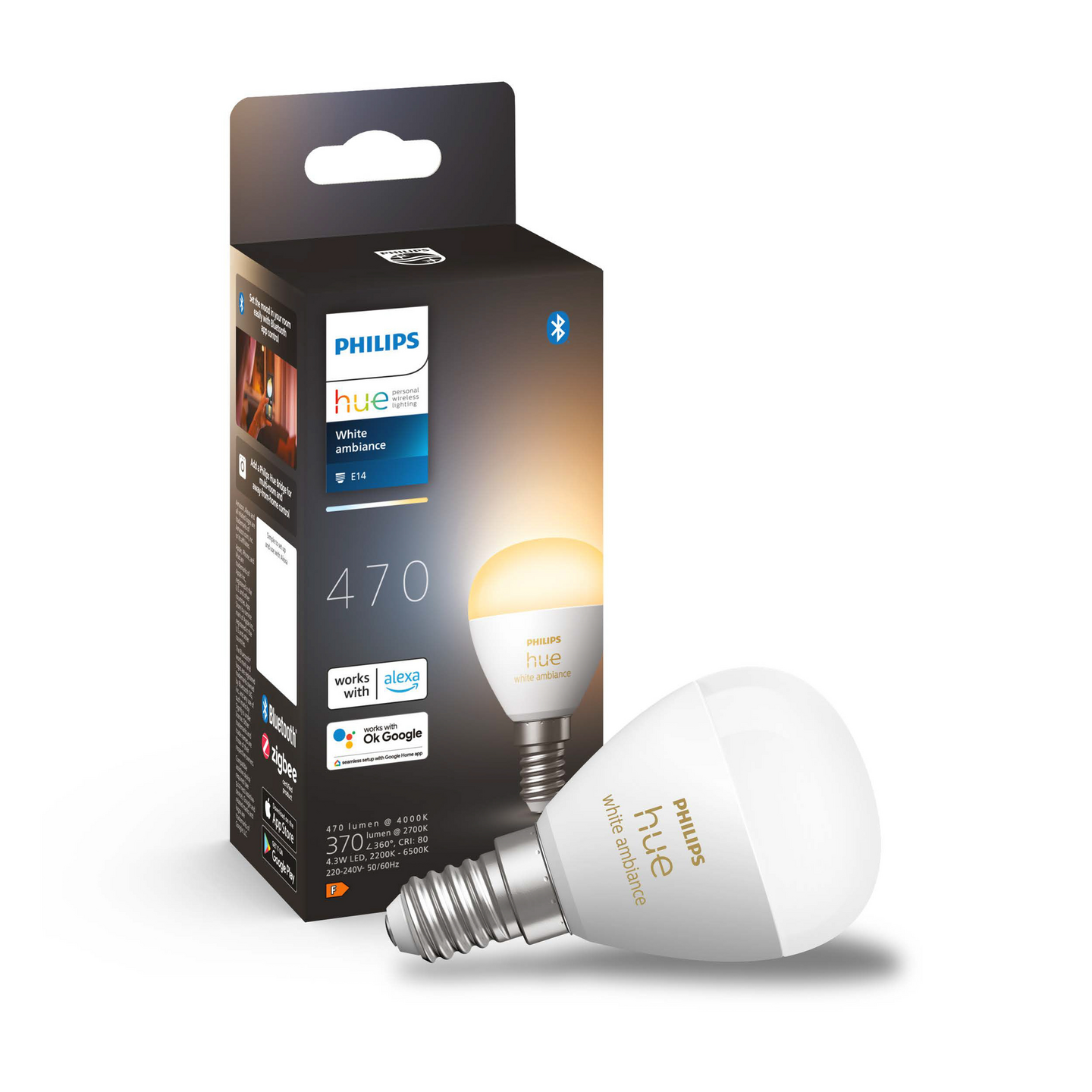 Led-pienkupulamppu Philips Hue E14 470lm valkoinen huurrettu muovi