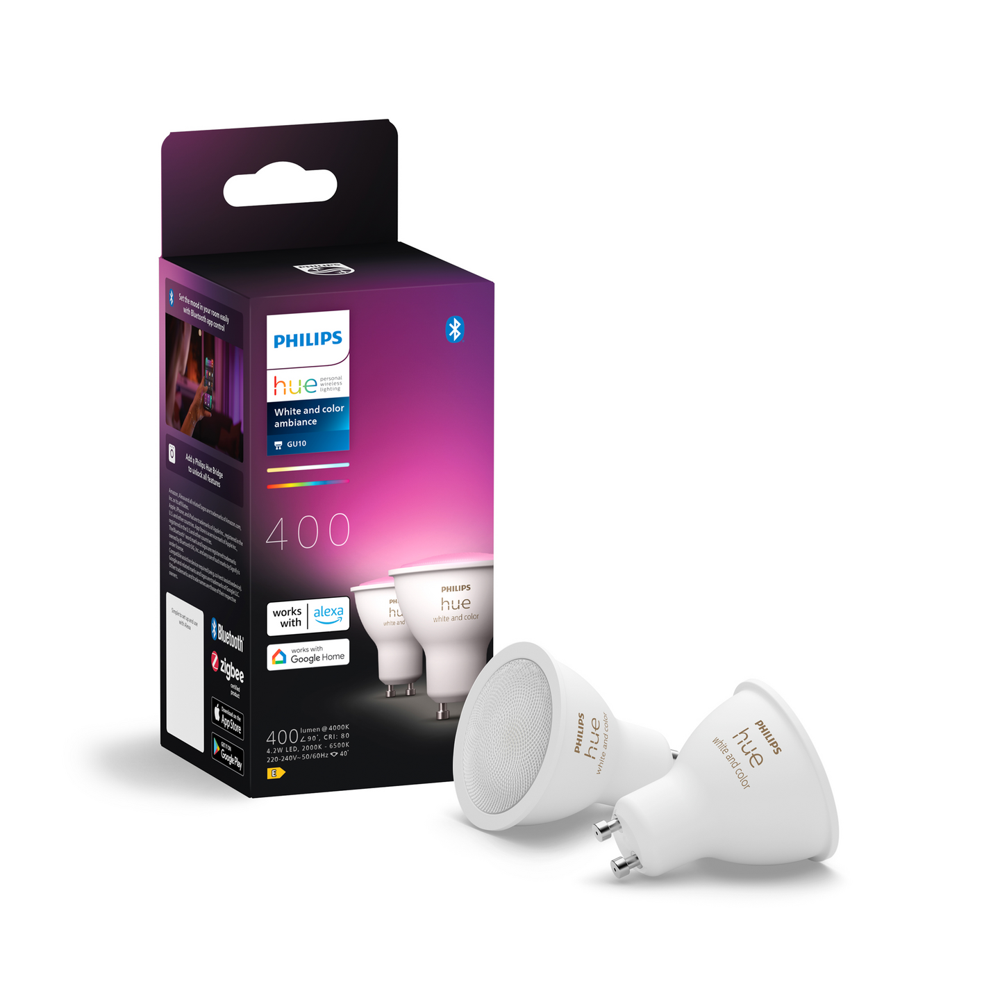 Kohdelamppu Philips Hue White Ambience 4.2 W 400l 2000-6500K GU10 2 Kpl