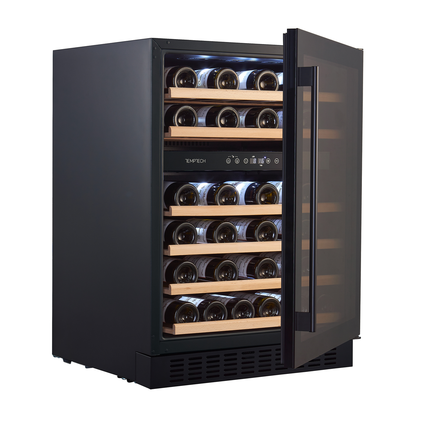 Viinikaappi Temptech Classique 60cm 46 pulloa musta tason alle sijoitettava