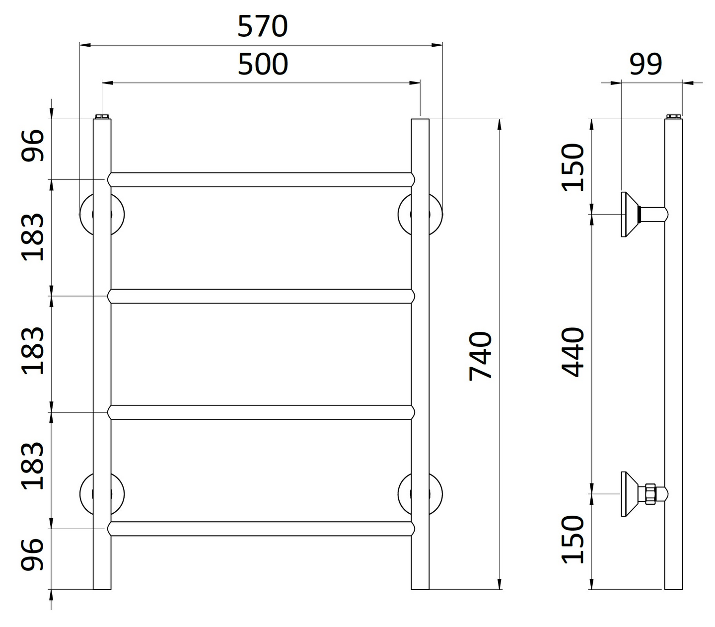 Pyyhekuivain vesi Rej Design Tango Bth 50744 ylä valkoinen