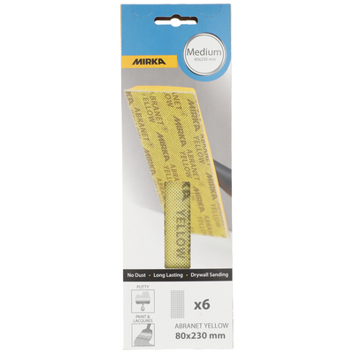 Hiomaverkko Mirka Abranet Yellow 80x230mm keskikarkea 6kpl