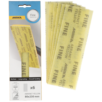 Hiomaverkko Mirka Abranet Yellow 80x230mm hieno 6kpl