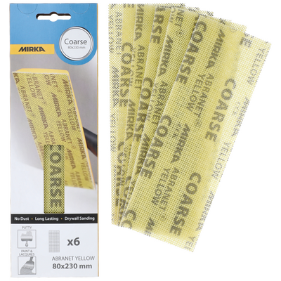 Hiomaverkko Mirka Abranet Yellow 80x230mm karkea 6kpl
