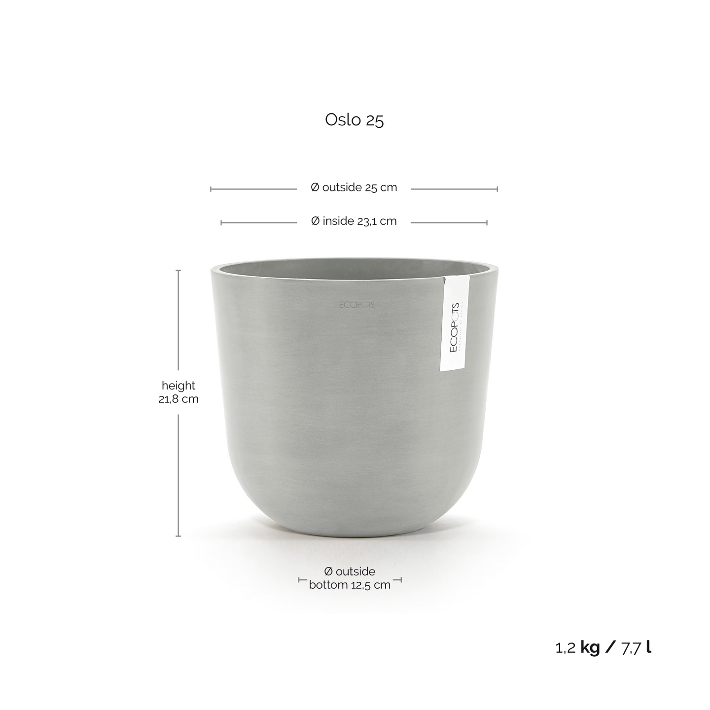 Ruukku Ecopots Oslo 25cm valkoharmaa