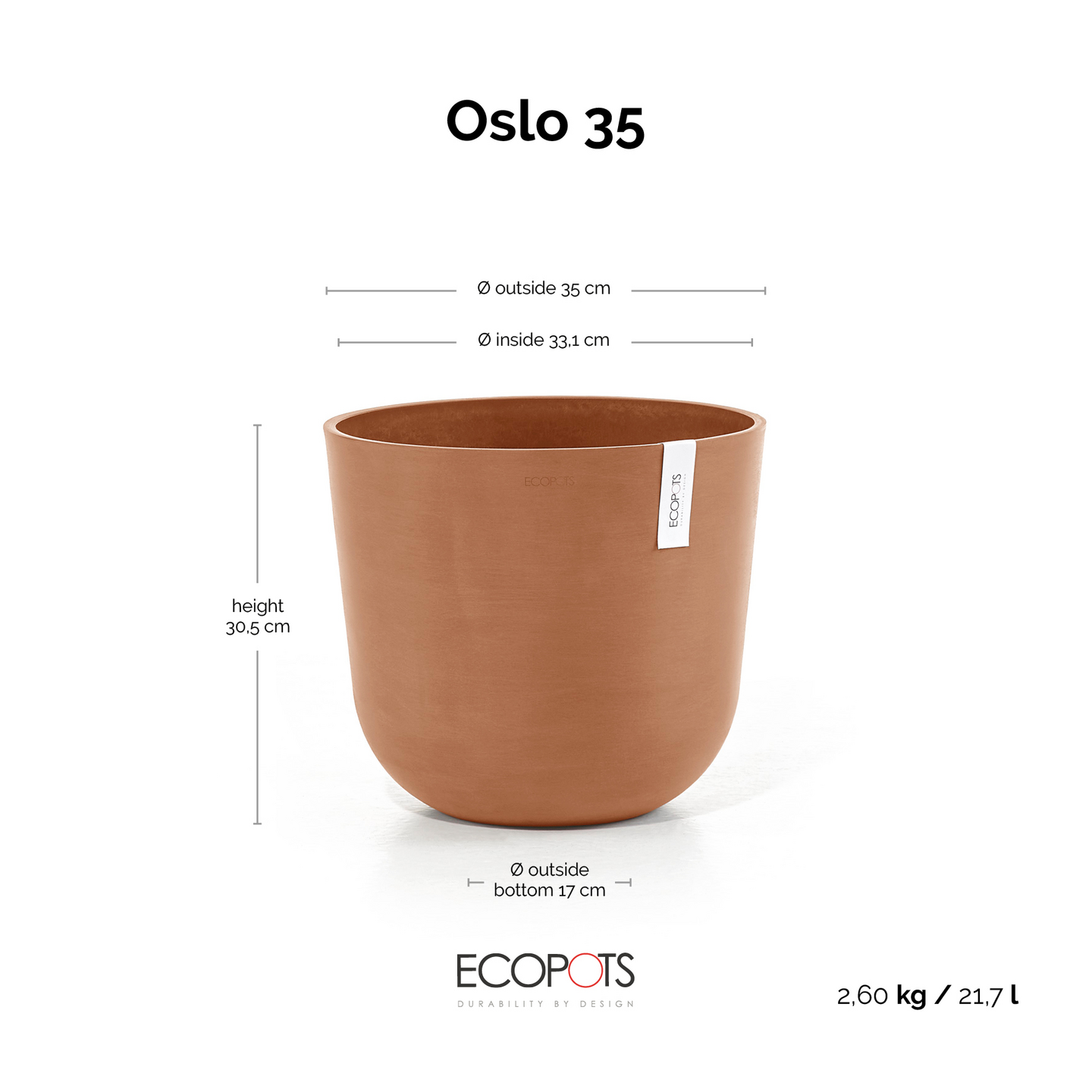 Ruukku Ecopots Oslo 35cm terracotta
