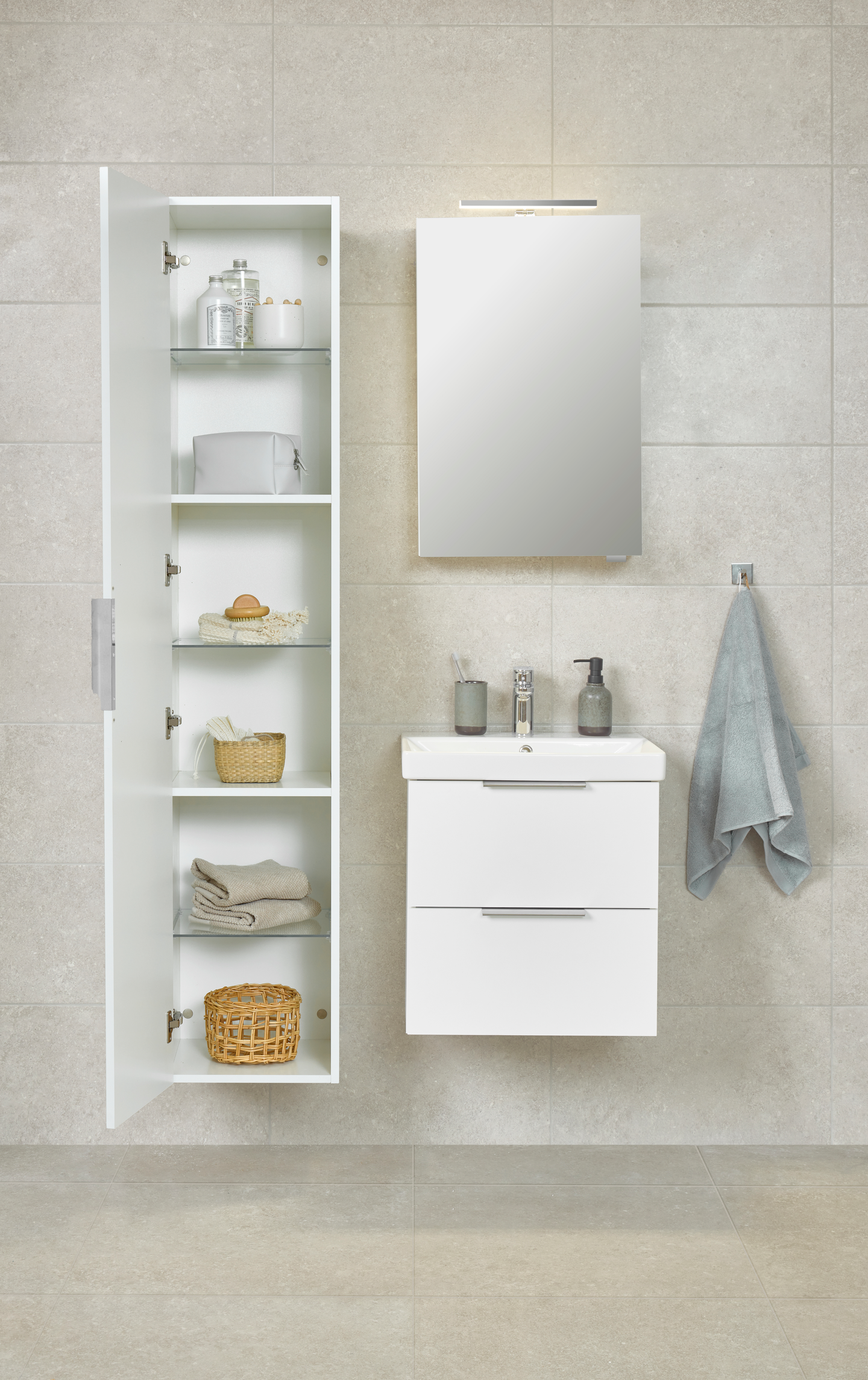 Korkeakaappi Cello Wave valkoinen K173 L35 S35cm