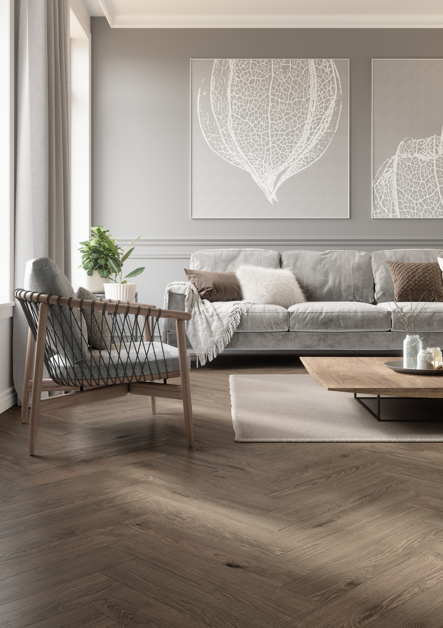 Laminaatti  Herringbone 8/32 K849 Dark Montanara Oak V4 0,873M2 630x126x8mm