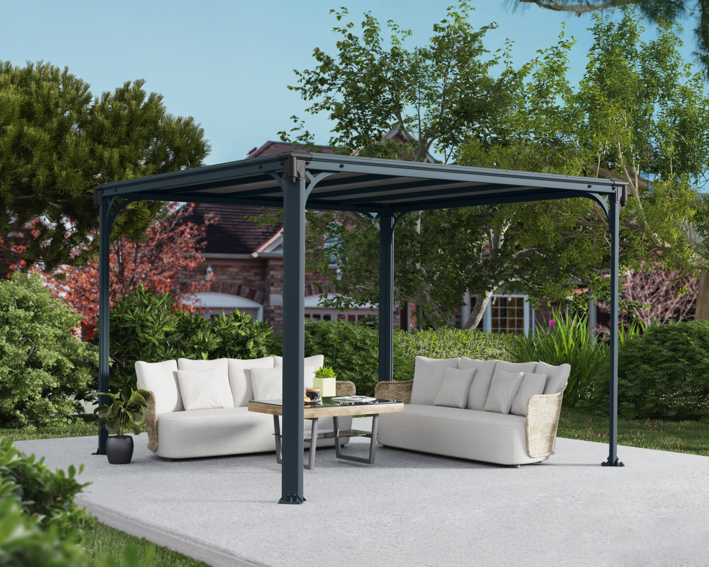 Pergola Palram Milano 3000 309x309x225cm harmaa