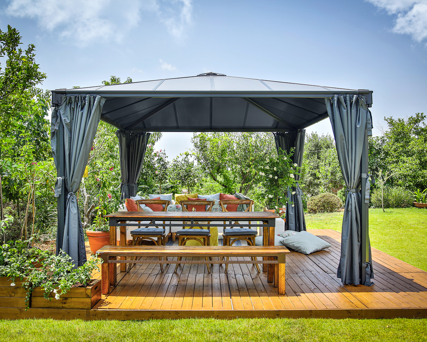 Pergola Palram-Canopia Palermo 3600 3,6x3,6m harmaa