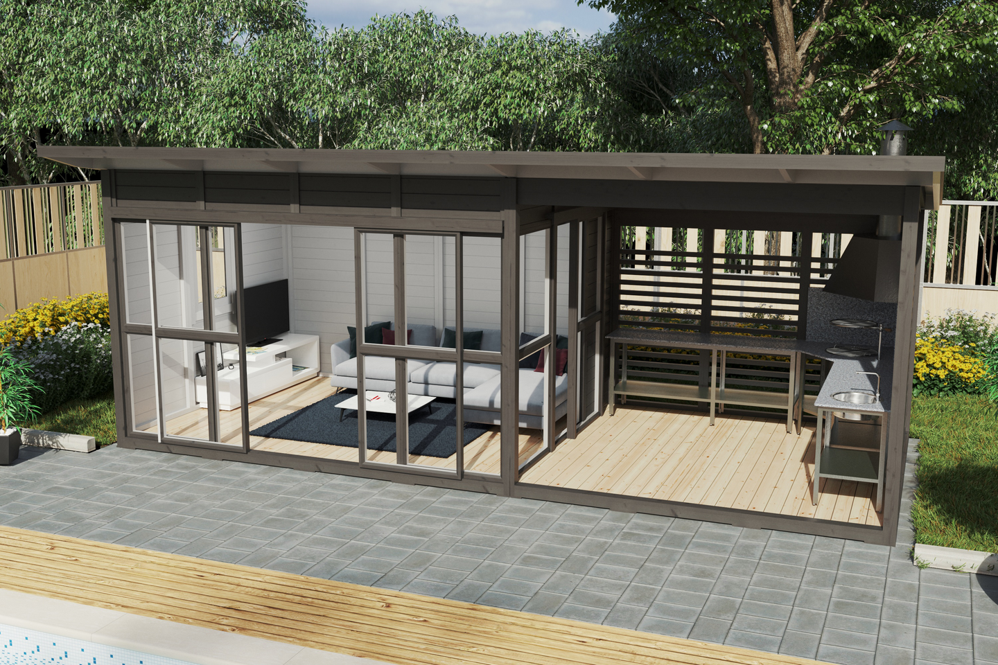 Villa Kaunissaari terassilla 17m2