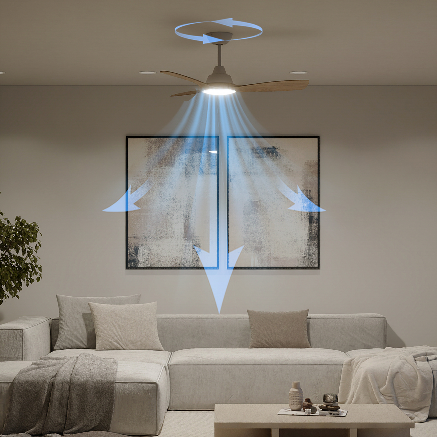 Tuuletinvalaisin Philips Olas 42' 1060x310mm 54W 3000-6500K 2650lm