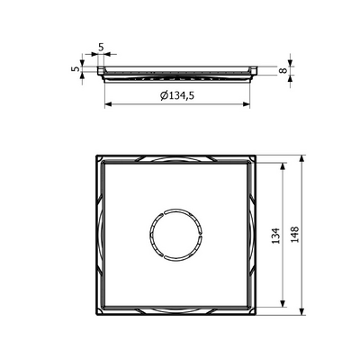 Neliökansi Purus Square 148 Tile Insert