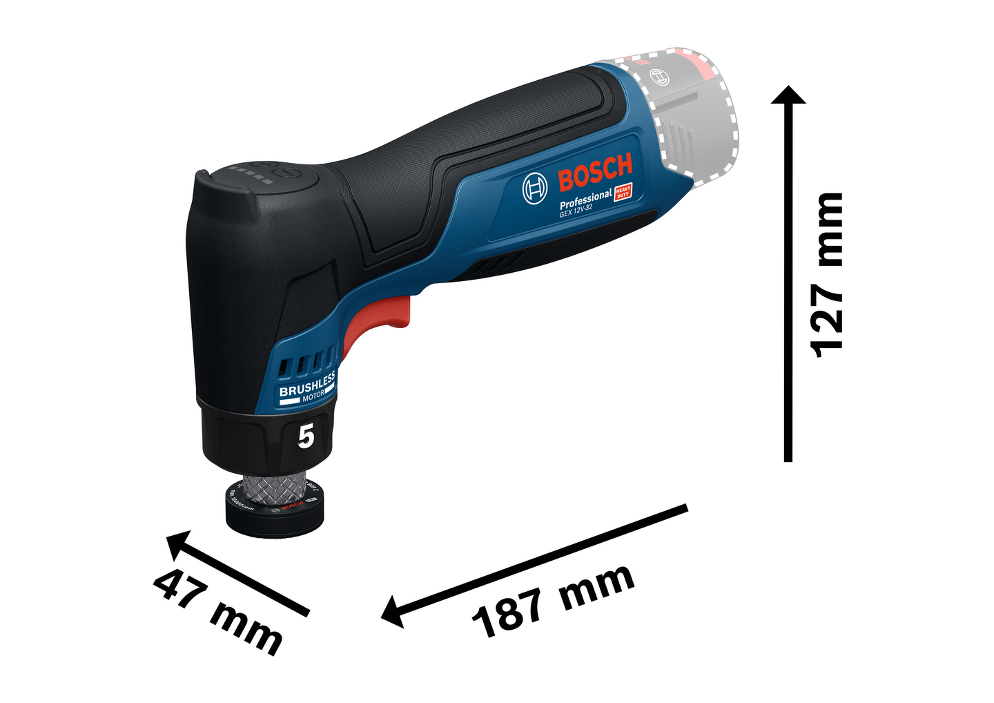 Akkuepäkeskohiomakone Bosch PRO GEX 12V-32 Solo