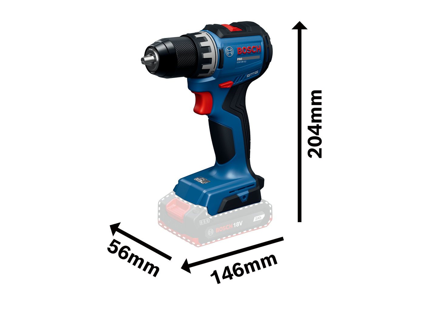 Akkuporakone Bosch PRO GSR18V-52 Solo L-Boxx