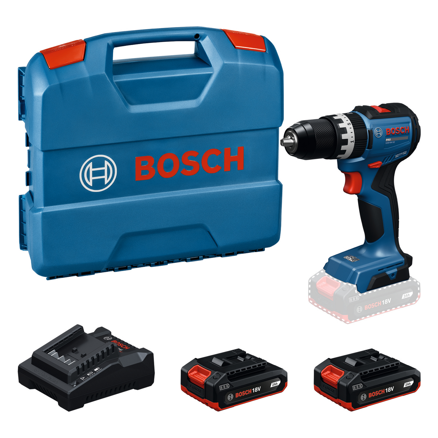 Akkuiskuporakone Bosch PRO GSB18V-52 2x2Ah L-Case