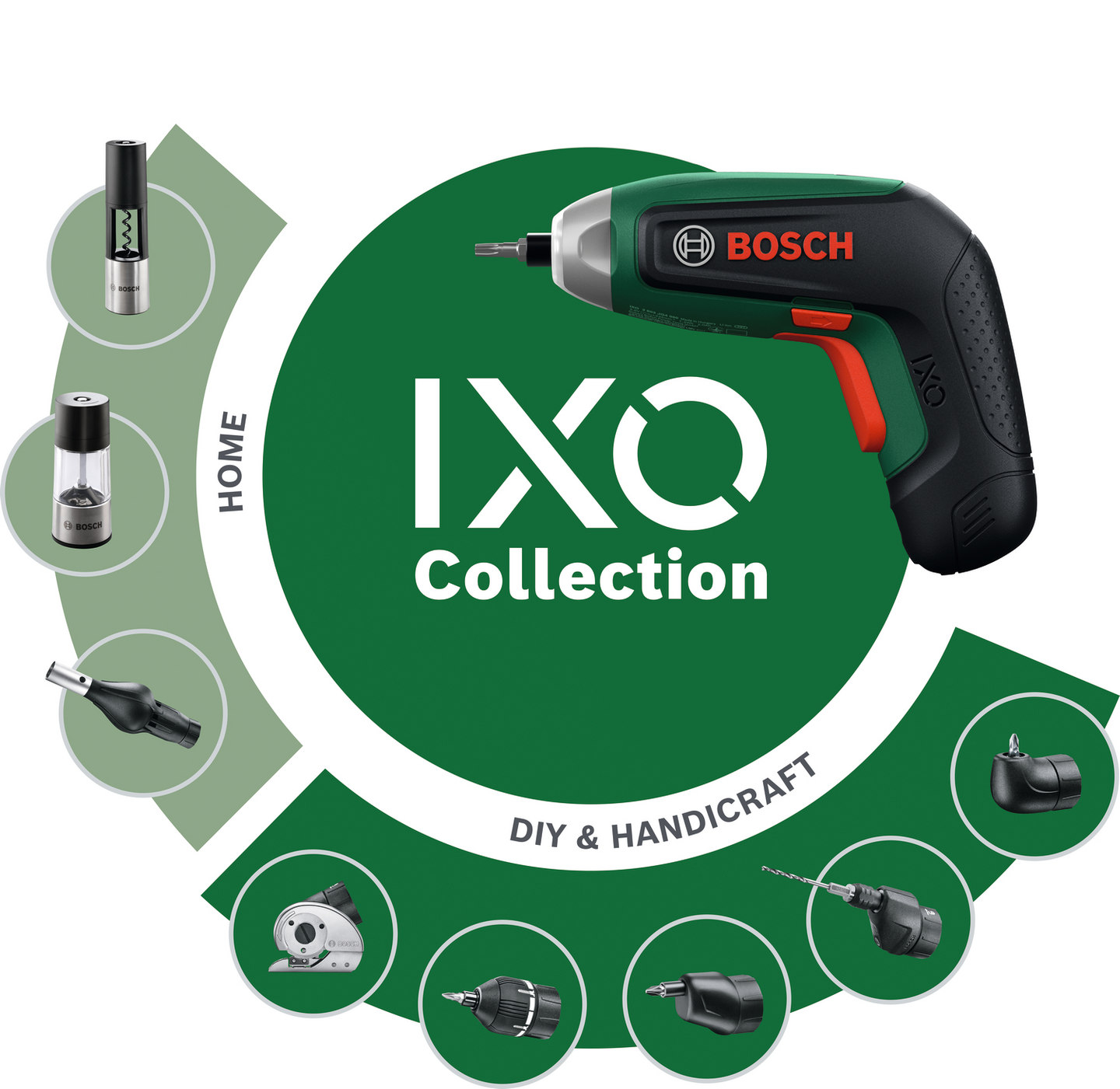 Akkuruuvinväännin Bosch IXO 8 Set 4V 1x2,0Ah + 10kpl kärkiä + 2x vaihtopää