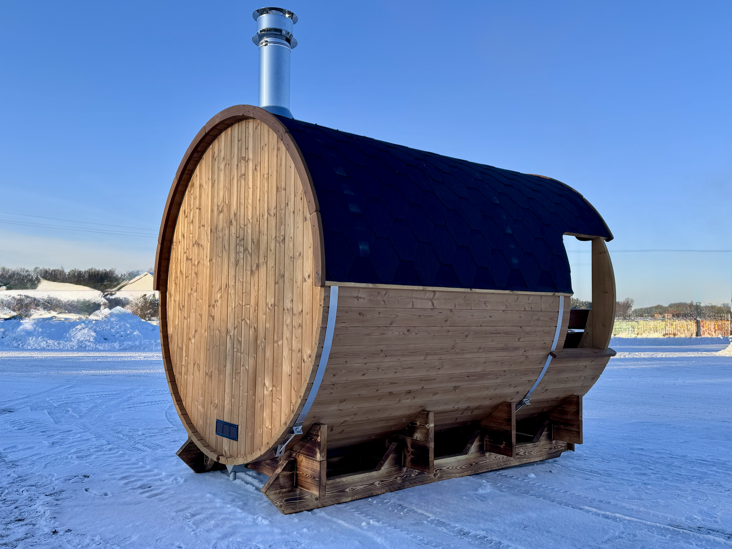 Tynnyrisauna Alex Standard 3,0m x 2,2m valmiiksi koottu