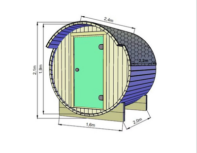 Tynnyrisauna UNO 2,0m x 2,0m valmiiksi koottu