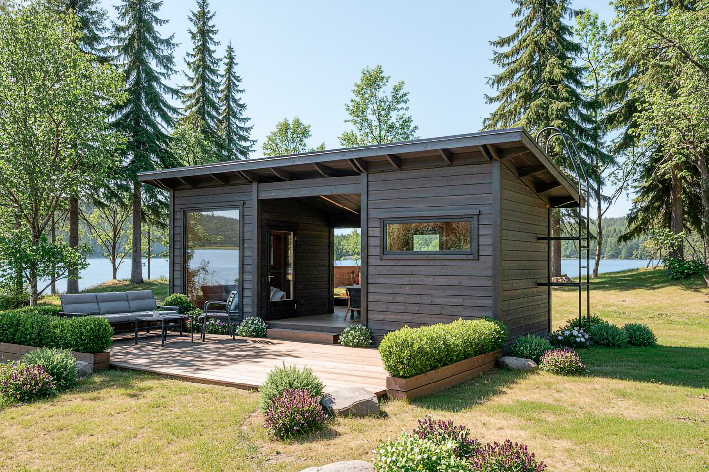 Saunamökki Raami Duo 19 B pulpettikatto 12,5m²