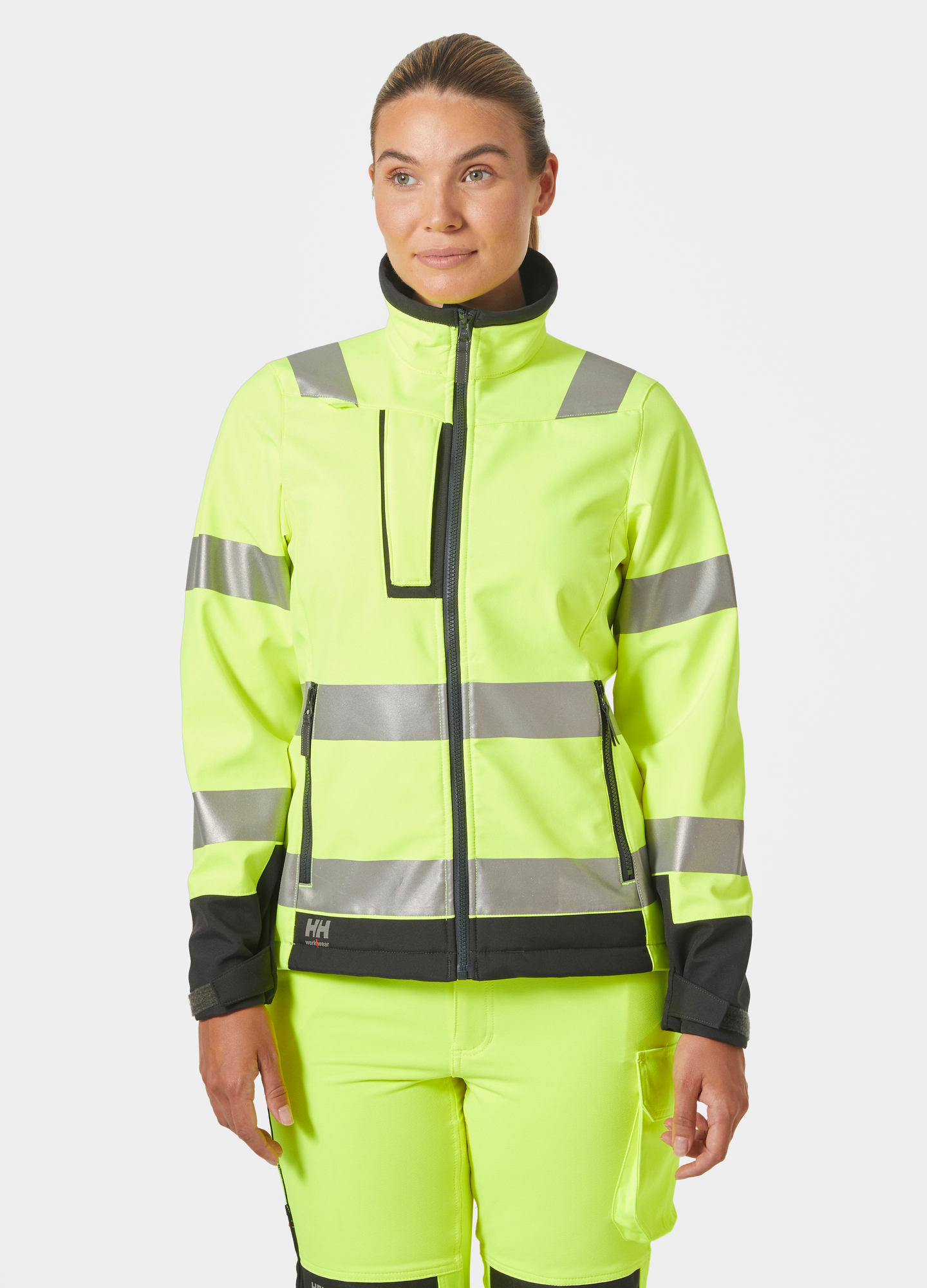 DAMJACKA SOFTSHELL VARSEL LUNA KL 2 GUL EN ISO 20471 STL M