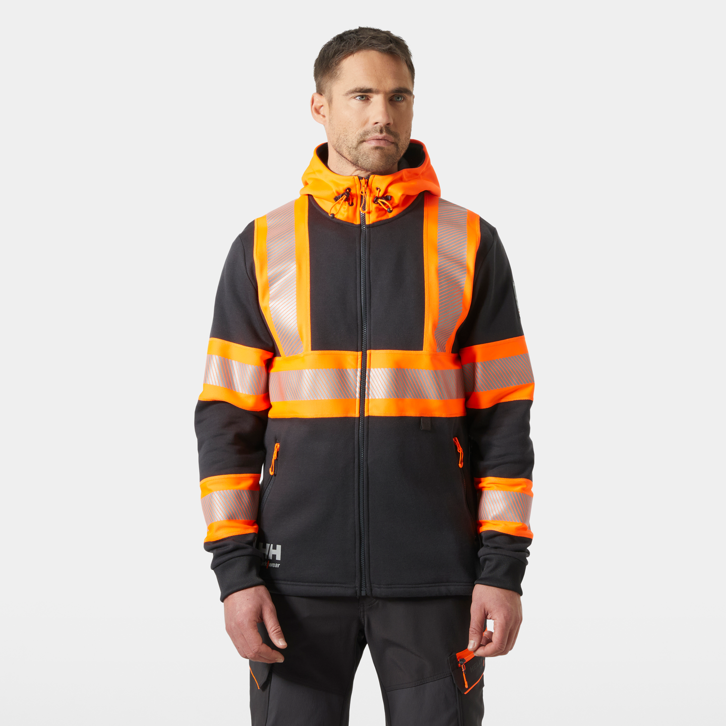 LUVTRÖJA HELLY HANSEN ICU HELZIP VARSEL, ORANGE/GRANITGRÅ 2XL