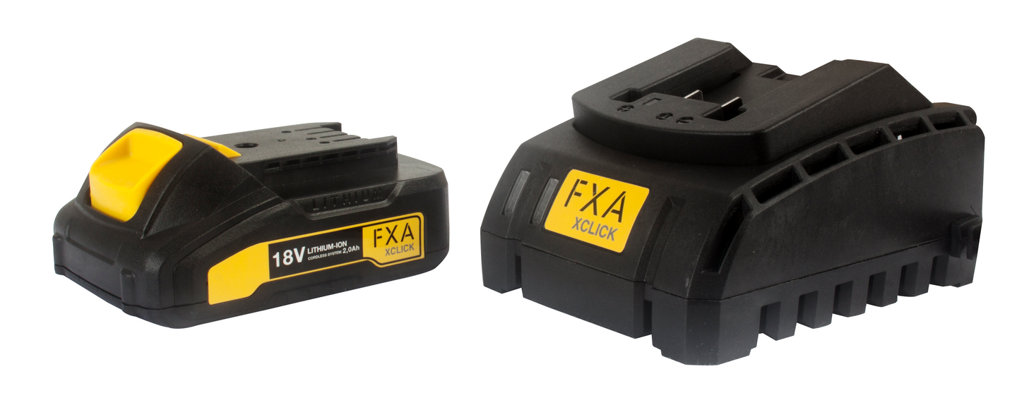 Starttipaketti FXA XCLICK Basic 2,0Ah akku + 2,5A laturi