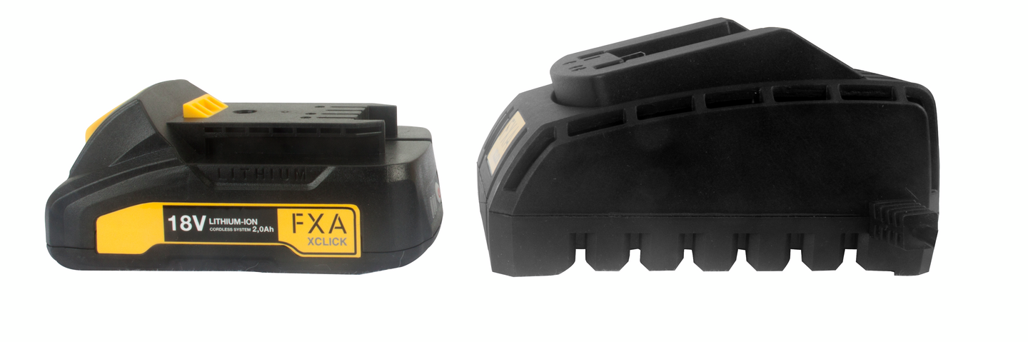 Starttipaketti FXA XCLICK Basic 2,0Ah akku + 2,5A laturi