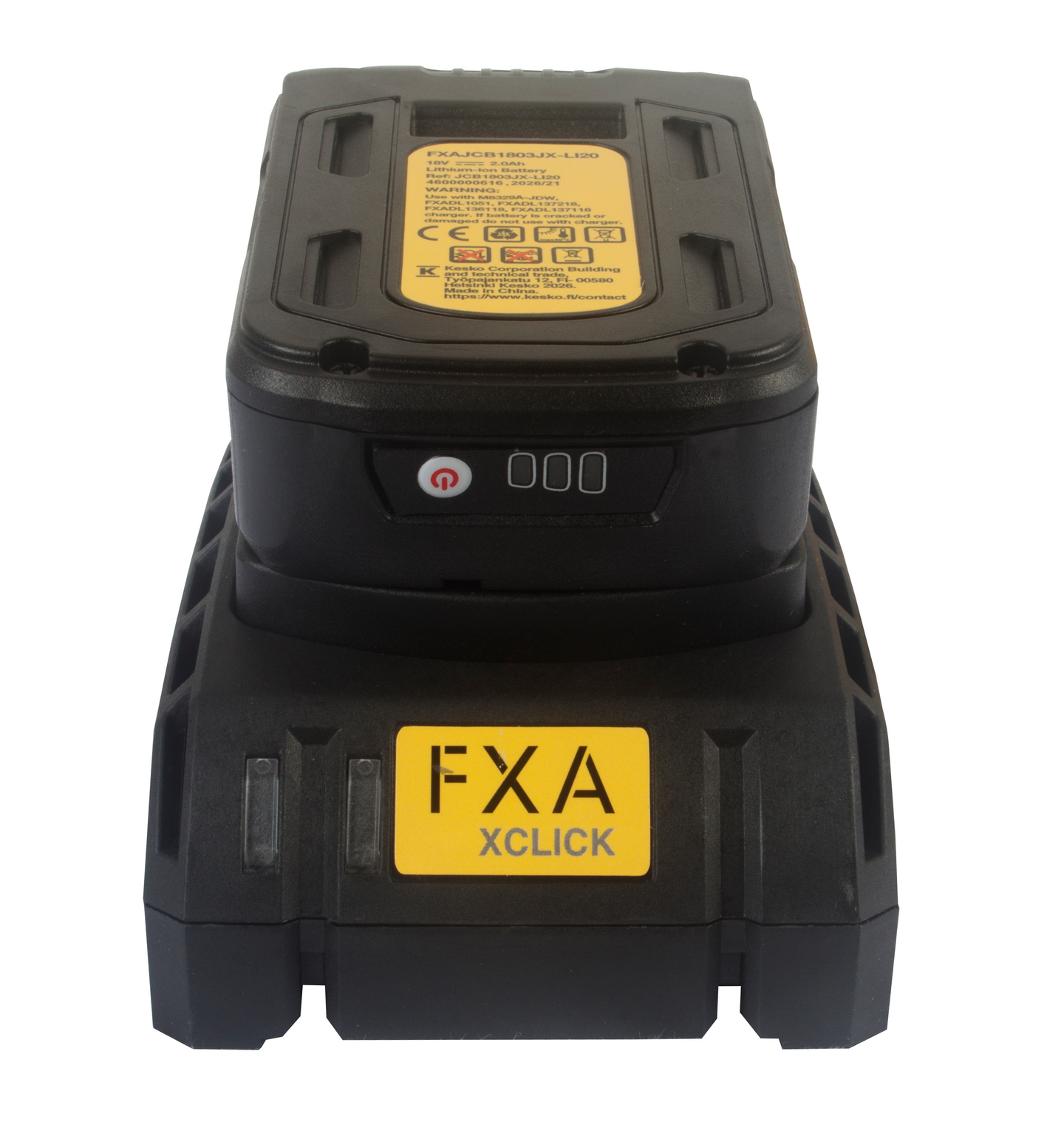 Starttipaketti FXA XCLICK Basic 2,0Ah akku + 2,5A laturi