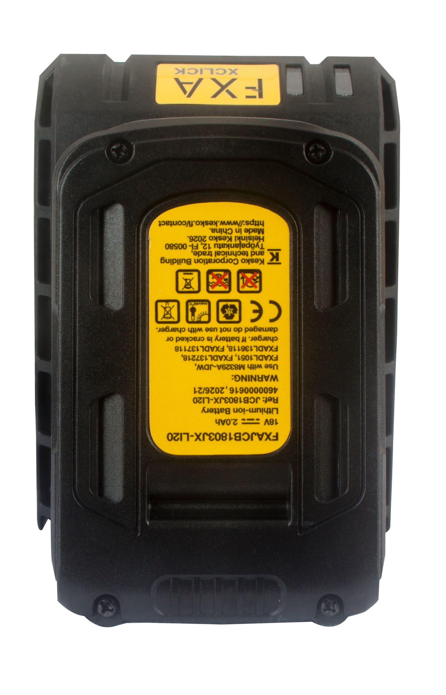 Starttipaketti FXA XCLICK Basic 2,0Ah akku + 2,5A laturi