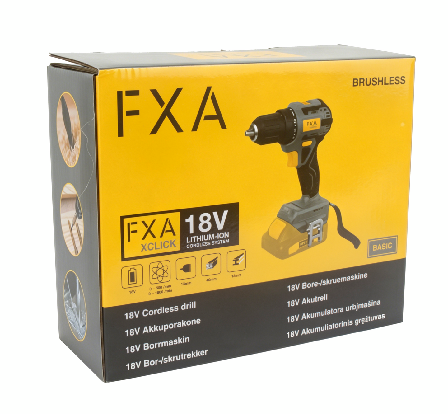 Akkuporakone FXA XCLICK 18V BS8307S hiiliharjaton runko