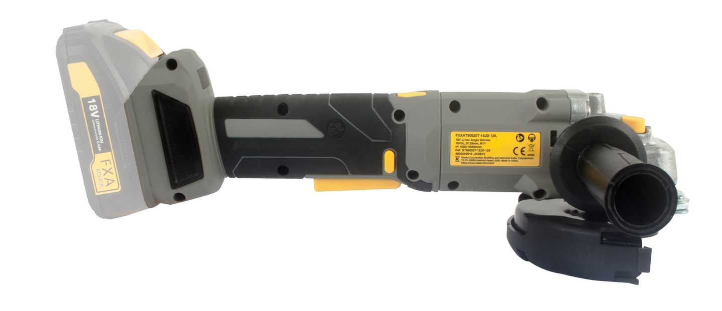 Akkukulmahiomakone FXA XCLICK 125mm 18V HT80820T hiiliharjaton runko