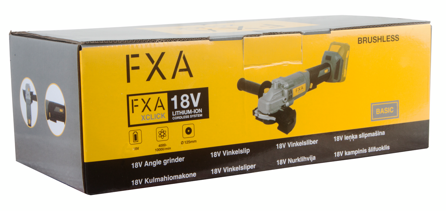 Akkukulmahiomakone FXA XCLICK 125mm 18V HT80820T hiiliharjaton runko