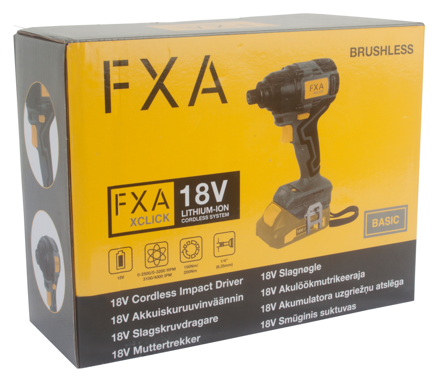 Akkuiskuruuvinväännin FXA XCLICK 18V BS8105ID hiiliharjaton runko