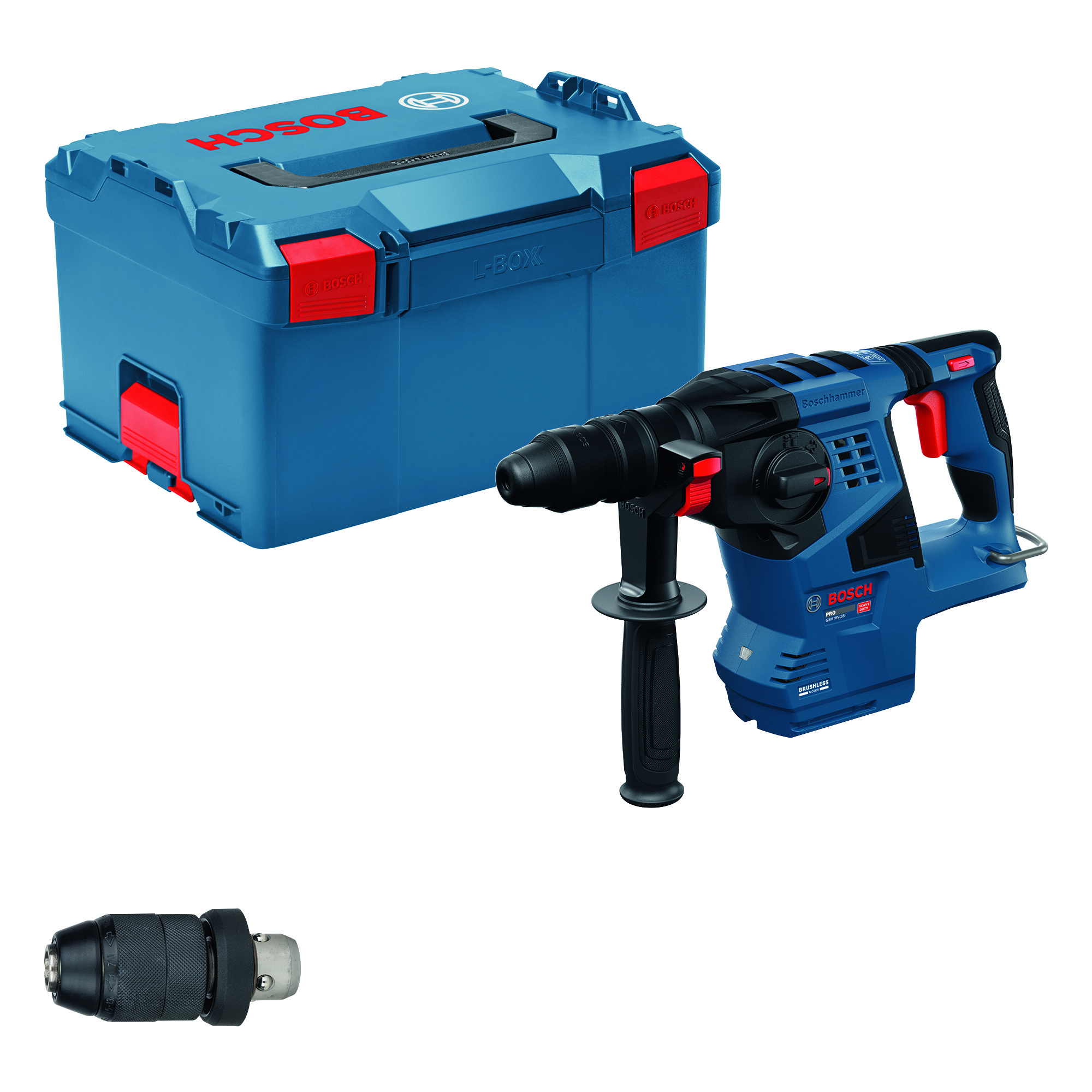 Akkuporavasara Bosch PRO GBH18V-28F Solo pikaistukka L-Boxx